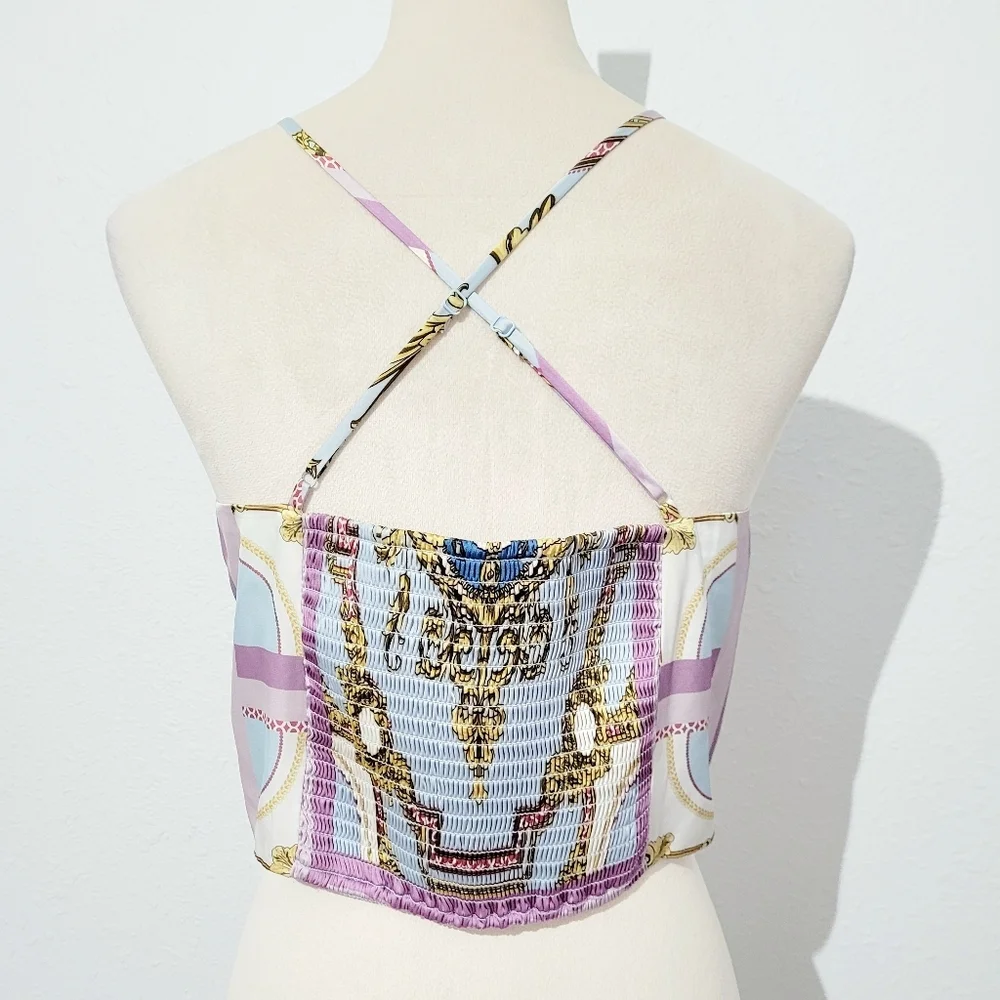Rachel Zoe Women's Baroque Scarf Print Cowl Neck Camisole Tank Top – Size Large - Picture 2 of 9